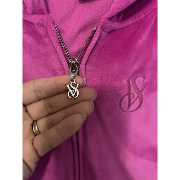 Victoria’s Secret TRACKSUIT SET Velvet Jacket & Jogger Velour Hot Pink Medium - Picture 2 of 16